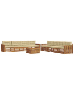 Set di divani con cuscino 9 pcs Naturale e Beige 2