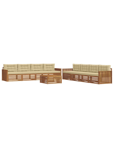 Set di divani con cuscino 9 pcs Naturale e Beige