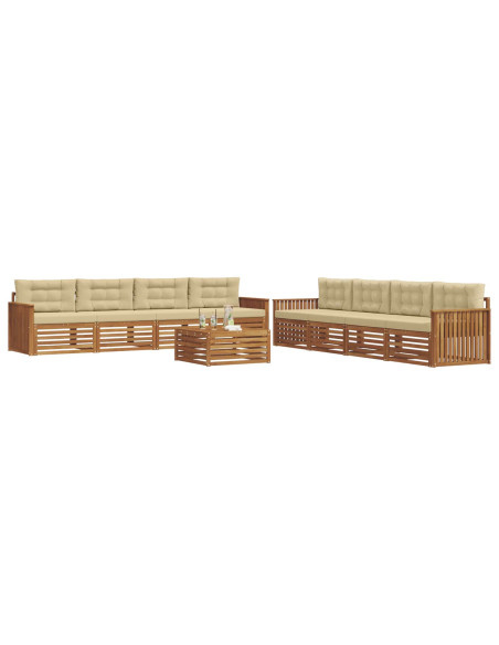 Set di divani con cuscino 9 pcs Naturale e Beige