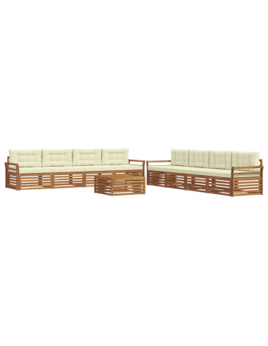 Set di divani con cuscino 9 pcs Naturale e Crema