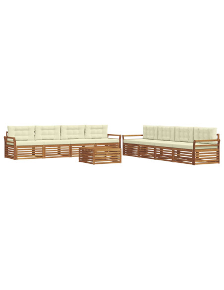 Set di divani con cuscino 9 pcs Naturale e Crema