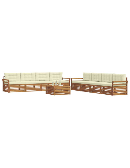 Set di divani con cuscino 9 pcs Naturale e Crema