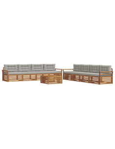 Set di divani con cuscino 9 pcs Grigio Naturale e Chiaro 2