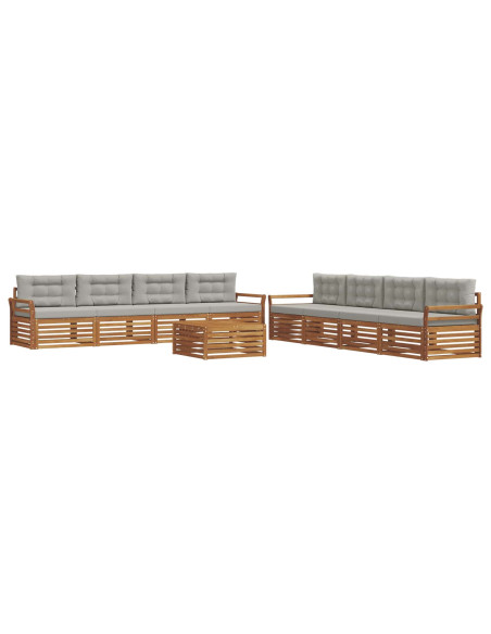 Set di divani con cuscino 9 pcs Grigio Naturale e Chiaro