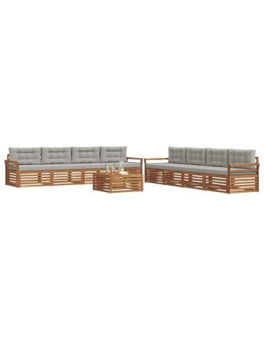Set di divani con cuscino 9 pcs Grigio Naturale e Chiaro