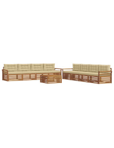 Set di divani con cuscino 9 pcs Naturale e Beige 2