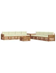Set di divani con cuscino 9 pcs Naturale e Crema 2