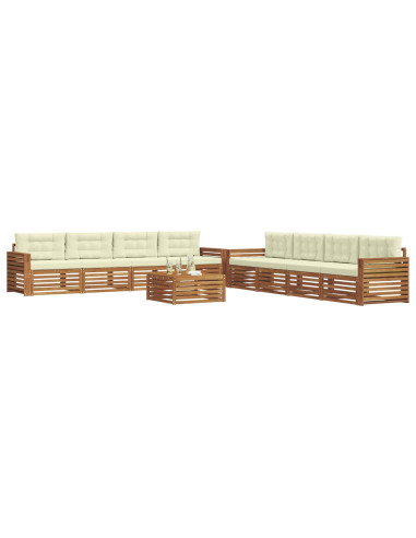 Set di divani con cuscino 9 pcs Naturale e Crema