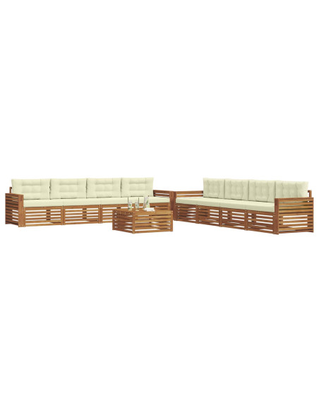 Set di divani con cuscino 9 pcs Naturale e Crema