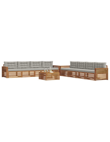 Set di divani con cuscino 9 pcs Grigio Naturale e Chiaro