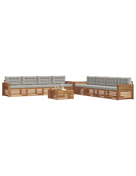 Set di divani con cuscino 9 pcs Grigio Naturale e Chiaro