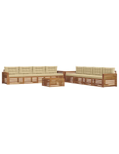 Set di divani con cuscino 9 pcs Naturale e Beige 2
