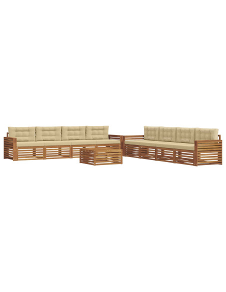 Set di divani con cuscino 9 pcs Naturale e Beige