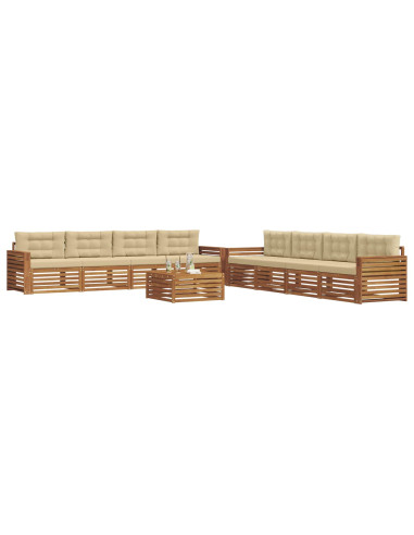 Set di divani con cuscino 9 pcs Naturale e Beige