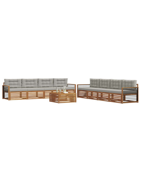 Set di divani con cuscino 9 pcs Grigio Naturale e Chiaro