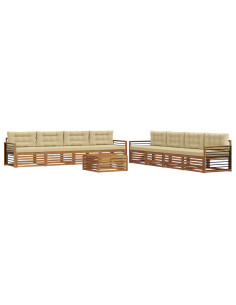 Set di divani con cuscino 9 pcs Naturale e Beige 2