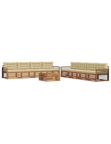 Set di divani con cuscino 9 pcs Naturale e Beige