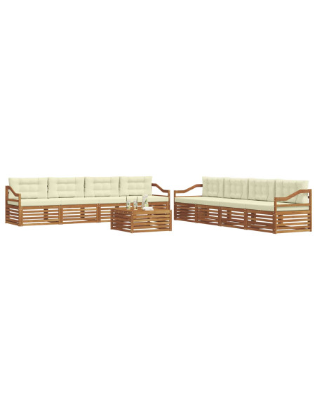 Set di divani con cuscino 9 pcs Naturale e Crema