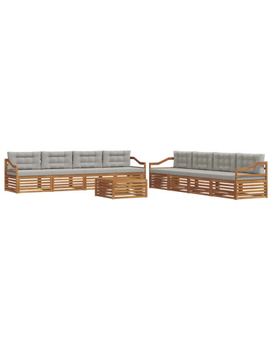 Set di divani con cuscino 9 pcs Grigio Naturale e Chiaro