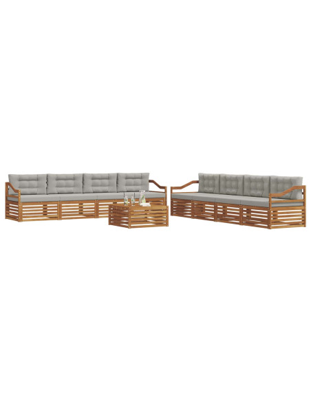 Set di divani con cuscino 9 pcs Grigio Naturale e Chiaro