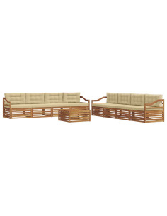 Set di divani con cuscino 9 pcs Naturale e Beige 2