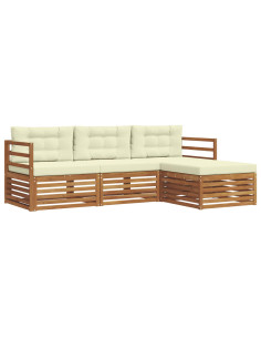 Set di divani con cuscino 4 pcs Naturale e Crema 2