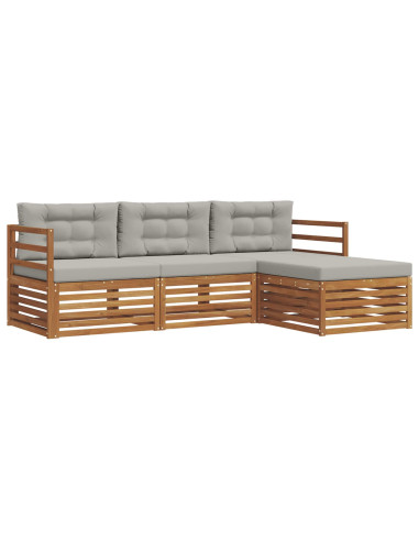 Set di divani con cuscino 4 pcs Grigio Naturale e Chiaro