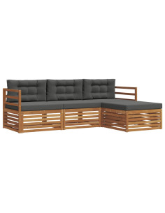 Set di divani con cuscino 4 pcs Naturale e Antracite 2
