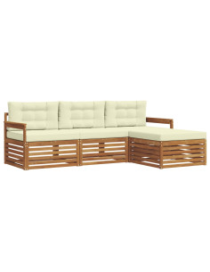 Set di divani con cuscino 4 pcs Naturale e Crema 2
