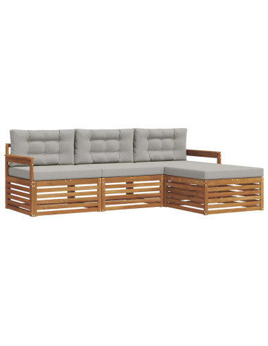 Set di divani con cuscino 4 pcs Grigio Naturale e Chiaro
