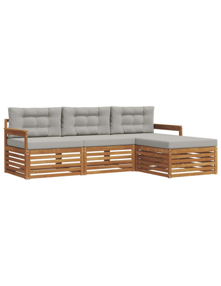 Set di divani con cuscino 4 pcs Grigio Naturale e Chiaro