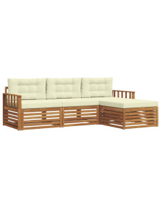 Set di divani con cuscino 4 pcs Naturale e Crema 2