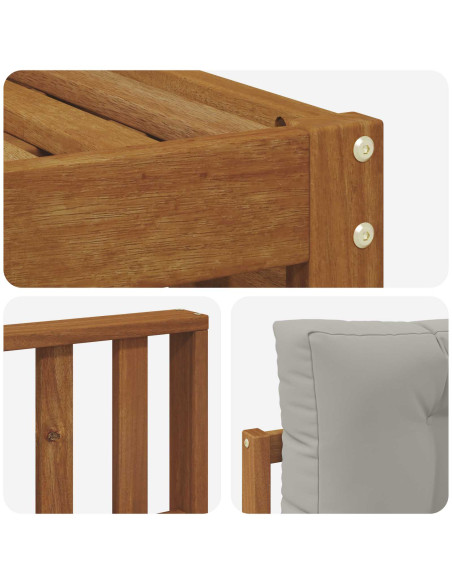Set di divani con cuscino 4 pcs Grigio Naturale e Chiaro