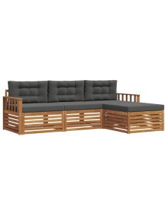 Set di divani con cuscino 4 pcs Naturale e Antracite 2