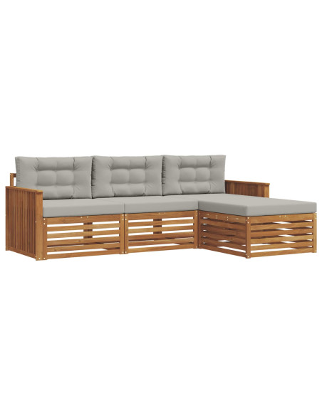 Set di divani con cuscino 4 pcs Grigio Naturale e Chiaro