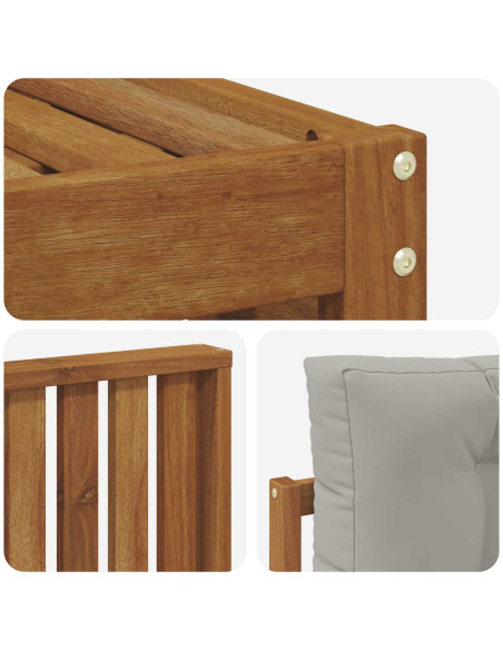 Set di divani con cuscino 4 pcs Grigio Naturale e Chiaro