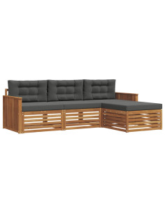 Set di divani con cuscino 4 pcs Naturale e Antracite 2