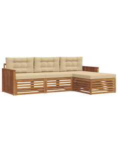 Set di divani con cuscino 4 pcs Naturale e Beige 2