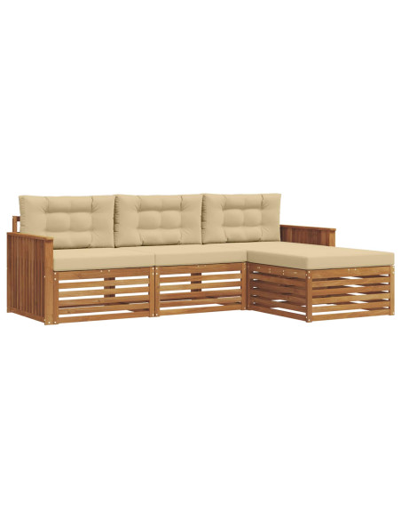 Set di divani con cuscino 4 pcs Naturale e Beige