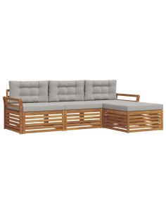 Set di divani con cuscino 4 pcs Grigio Naturale e Chiaro 2