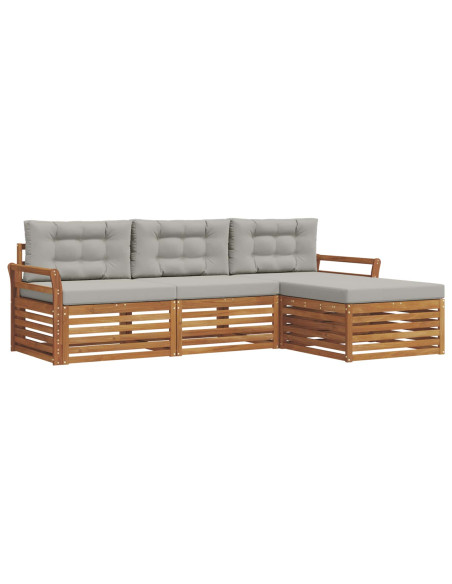 Set di divani con cuscino 4 pcs Grigio Naturale e Chiaro