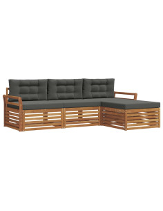 Set di divani con cuscino 4 pcs Naturale e Antracite 2
