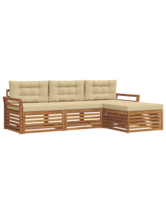 Set di divani con cuscino 4 pcs Naturale e Beige 2