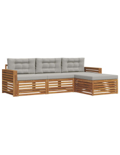 Set di divani con cuscino 4 pcs Grigio Naturale e Chiaro 2