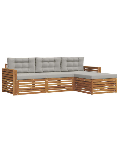 Set di divani con cuscino 4 pcs Grigio Naturale e Chiaro