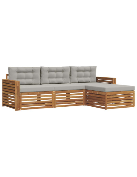 Set di divani con cuscino 4 pcs Grigio Naturale e Chiaro