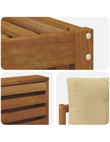 Set di divani con cuscino 4 pcs Naturale e Beige