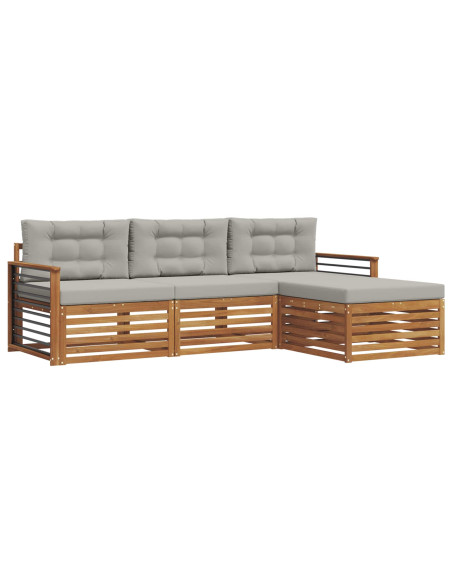 Set di divani con cuscino 4 pcs Grigio Naturale e Chiaro