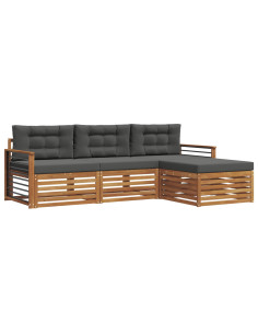 Set di divani con cuscino 4 pcs Naturale e Antracite 2