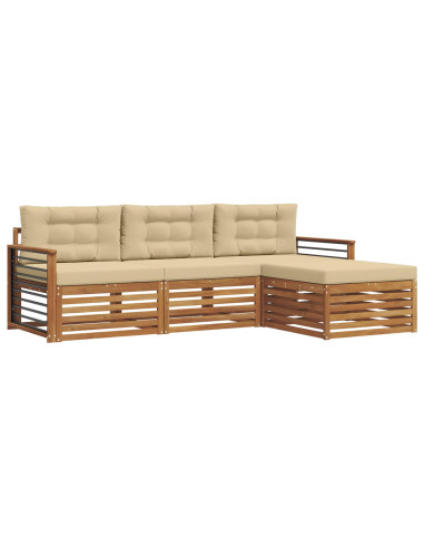 Set di divani con cuscino 4 pcs Naturale e Beige